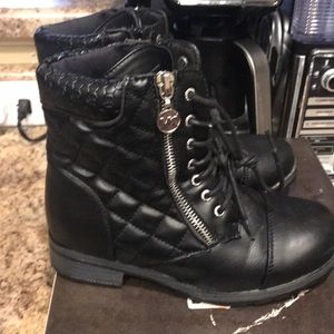 Girls MK leather & quilted ankle booties